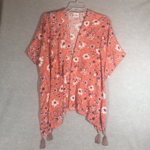KNOX ROSE Floral Print Oversized Relaxed Fit Comfy Kimono with Tassels - Picture 1 of 16